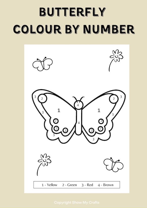 butterfly colour by number